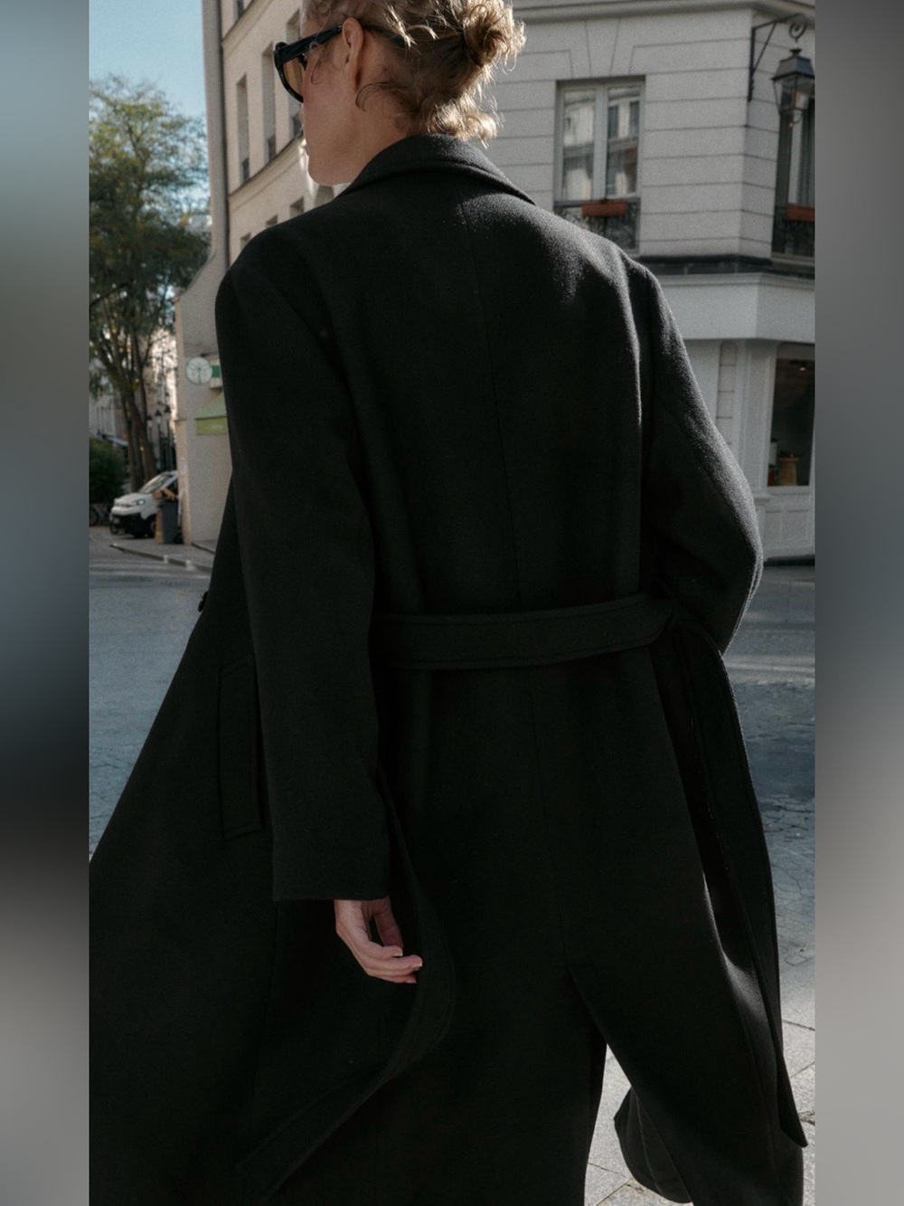 Zara Long Belted Wool Blend Coat – Black, Size L - Picture 4 of 12